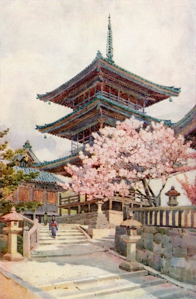 La Pagoda, Kyomidzu (litografía en color) de Ella Du Cane