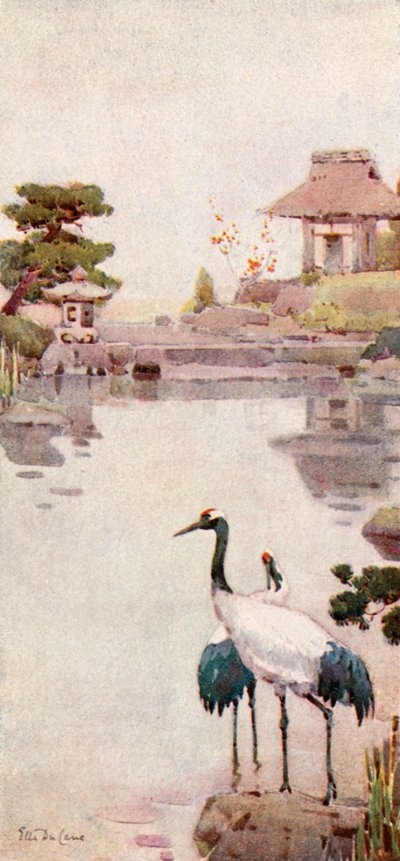 Las cigüeñas (litografía en color) de Ella Du Cane