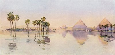 La Tercera Pirámide, Giza (litografía en color) de Ella Du Cane