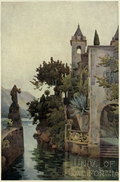 Villa Arconati, Lago di Como, Ilustración de "Los lagos italianos" de Richard Bagot de Ella Du Cane