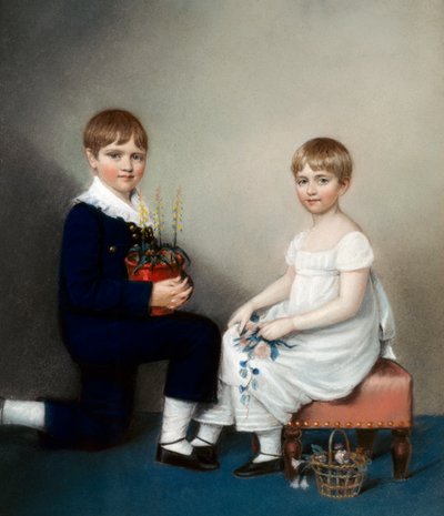 Charles (seis años) y Catherine Darwin (óleo sobre lienzo) de Ellen Sharples