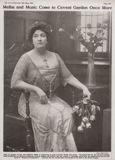Dame Nellie Melba, cantante de ópera australiana (foto en blanco y negro) de Elliott and Fry Photography Studio