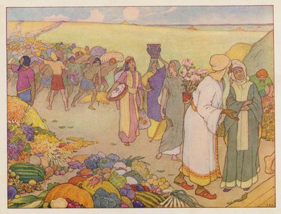 Arca de Noé: Recogida de provisiones (litografía en color) de Elmer Boyd Smith