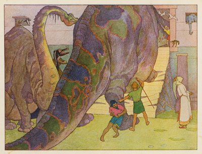 El Arca de Noé: El dilema de los dinosaurios (litografía en color) de Elmer Boyd Smith