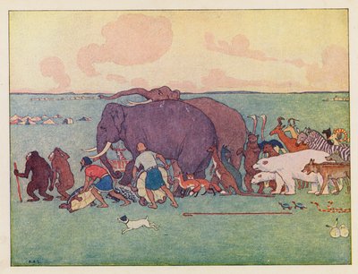 Arca de Noé: La procesión (litografía en color) de Elmer Boyd Smith