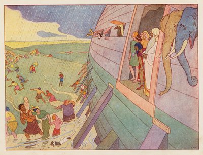 Arca de Noé: La lluvia (litografía en color) de Elmer Boyd Smith