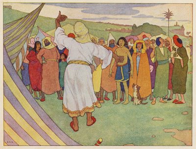El Arca de Noé: La advertencia (litografía en color) de Elmer Boyd Smith