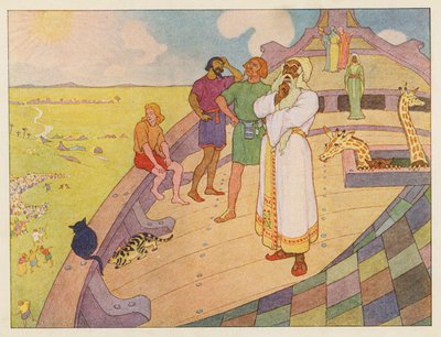 Arca de Noé: Esperando la lluvia (litografía en color) de Elmer Boyd Smith