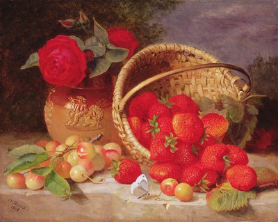 Naturaleza muerta de cesta con fresas y cerezas, 1898 de Eloise Harriet Stannard