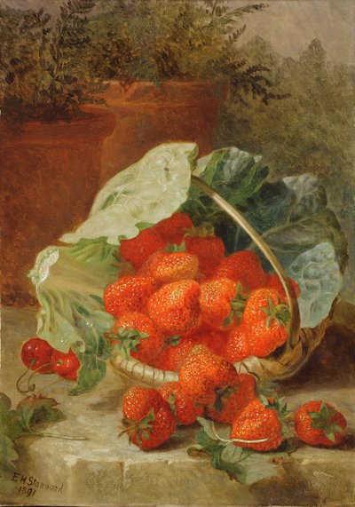 Fresas en una hoja de col, 1891 de Eloise Harriet Stannard