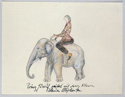 El príncipe Yussuf monta en su pequeño elefante azul ... de Else Lasker Schüler