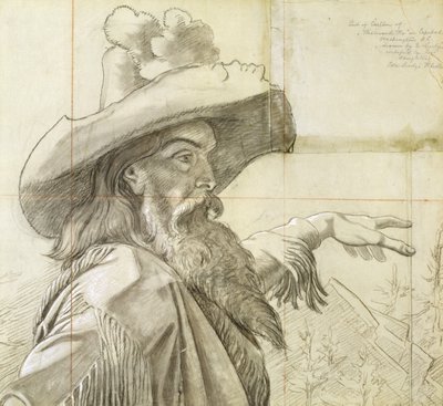 Detalle de la viñeta para el mural Westward the Course of Empire... de Emanuel Gottlieb Leutze