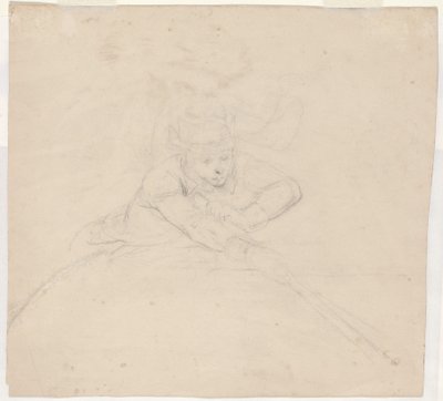 Estudio de figura de medio cuerpo con palo [verso] de Emanuel Gottlieb Leutze
