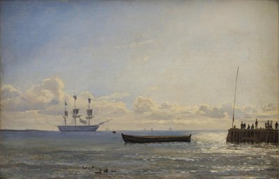 Un barco de línea anclado de Emanuel Larsen