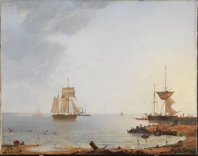 Barcos frente a la costa de Zelanda. Mañana de Emanuel Larsen