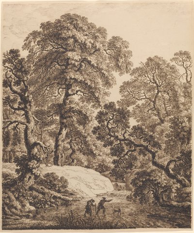 Un Bosque de Robles con una Familia de Viajeros de Emanuel Steiner