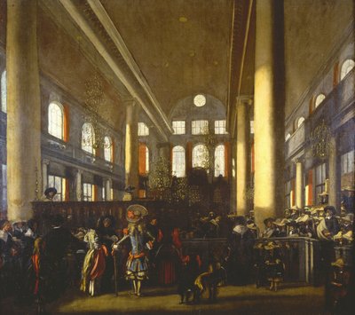 Interior de la Sinagoga Portuguesa en Ámsterdam de Emanuel de Witte