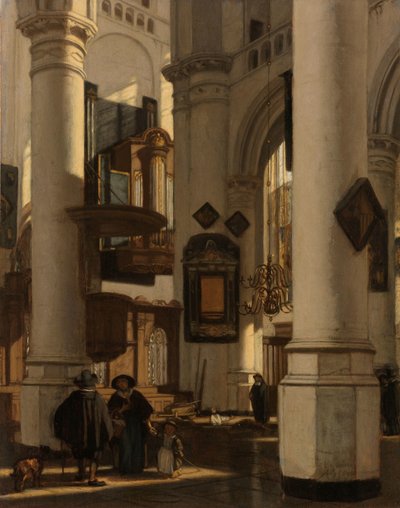 Interior de una iglesia protestante, gótica, con un sepulturero en el coro
Interior de una iglesia gótica protestante con motivos de la Iglesia Vieja y Nueva de Ámsterdam de Emanuel de Witte