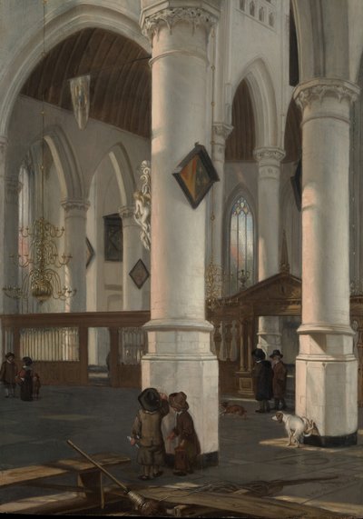 Interior de la Oude Kerk, Delft, probablemente 1650 de Emanuel de Witte