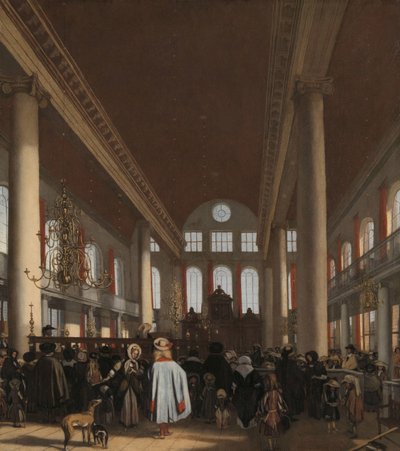 Interior de la Sinagoga Portuguesa de Ámsterdam de Emanuel de Witte
