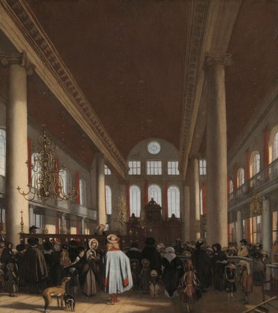 Interior de la Sinagoga Portuguesa en Ámsterdam, 1680 de Emanuel de Witte