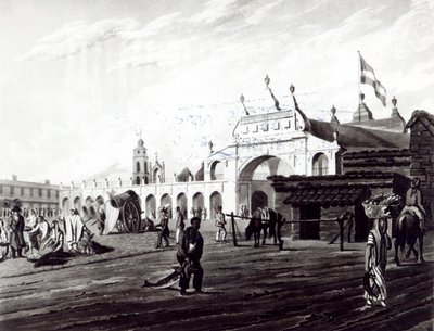 Plaza del mercado, grabado por Daniel Havell, 1820 de Emeric Essex Vidal