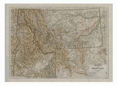 Mapa de Idaho y Montana, EE.UU., c1910s de Emery Walker