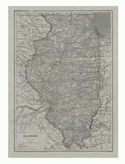 Mapa de Illinois, EE.UU., c1910s de Emery Walker