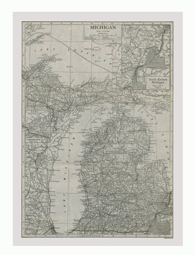 Mapa de Michigan, EE.UU., c1900 de Emery Walker