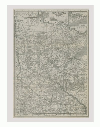 Mapa de Minnesota, EE.UU., c1900s de Emery Walker
