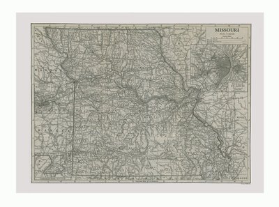 Mapa de Missouri, EE.UU., c1900s de Emery Walker