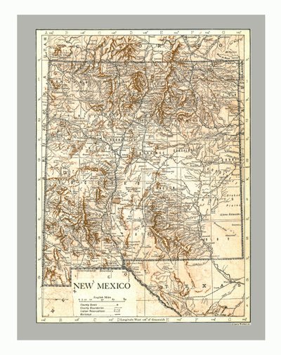 Mapa de Nuevo México, c1900s de Emery Walker