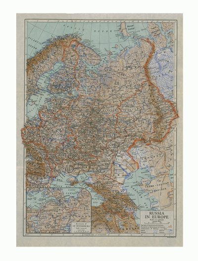 Mapa de Rusia en Europa, c. 1910s de Emery Walker