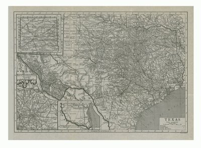 Mapa de Texas, EE.UU., c1910s de Emery Walker