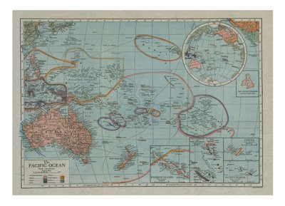 Mapa del Océano Pacífico, c1910s de Emery Walker
