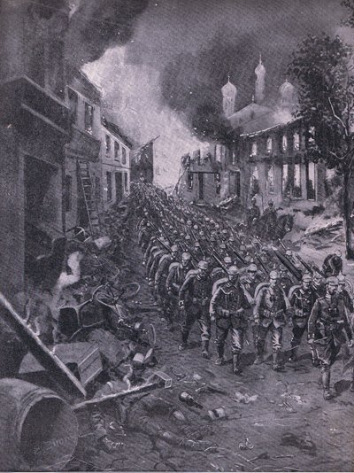 La invasión de Brest-Litowski por las tropas alemanas, de La Historia Ilustrada de la Primera Guerra Mundial 1914-1915 pub. por Union Berlagsefellfchaft de Emil (after) Limmer