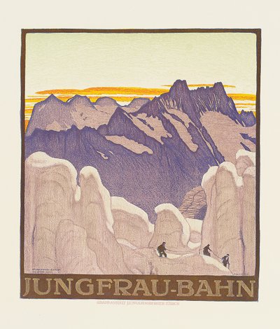 Jungfrau-Bahn, póster publicitario del ferrocarril de montaña Jungfrau de Emil Cardinaux