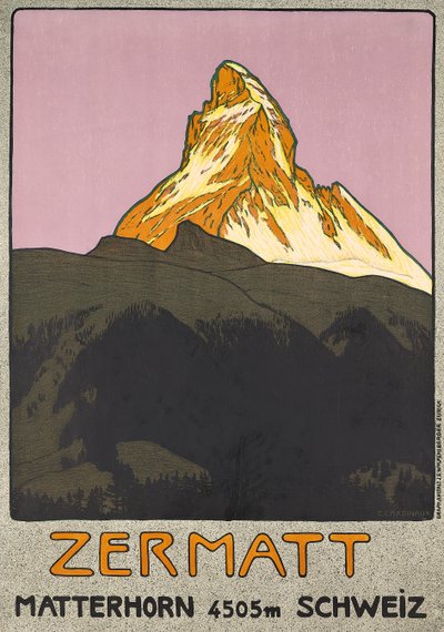 Cartel publicitario de Zermatt, Suiza de Emil Cardinaux