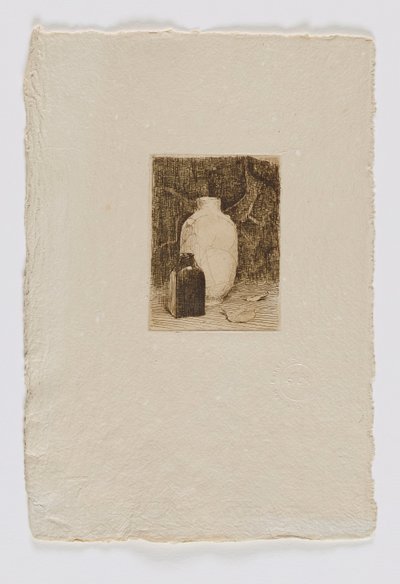 Bodegón con jarrón y botella (carpeta fm.) de Emil Carlsen