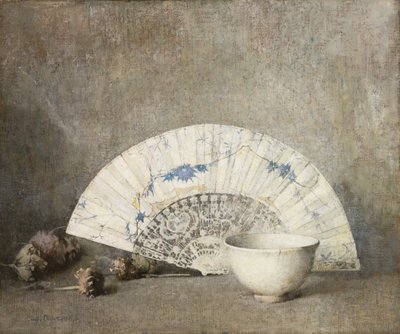 El abanico, c.1919 (óleo sobre lienzo) de Emil Carlsen