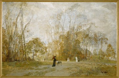 Aus dem Prater - Desde los jardines del Prater ... (óleo sobre madera) de Emil Jakob Schindler