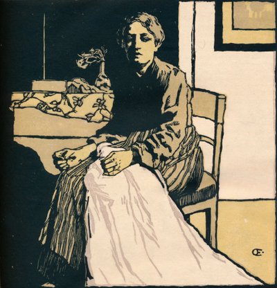 La Costurera, c1900 de Emil Orlik