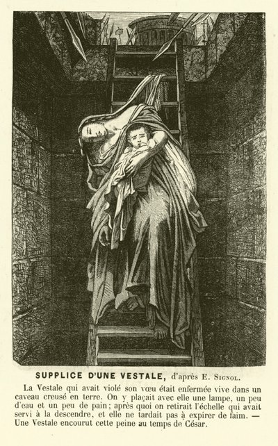Ejecución de una Virgen Vestal por romper su voto de castidad, antigua Roma de Emile (after) Signol