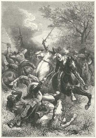 Los Ironsides de Cromwell luchando contra la caballería realista en la Guerra Civil Inglesa de Emile Antoine (after) Bayard