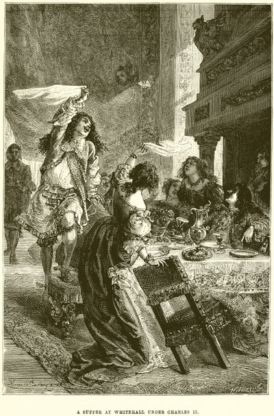 Una cena en Whitehall bajo Carlos II de Emile Antoine Bayard