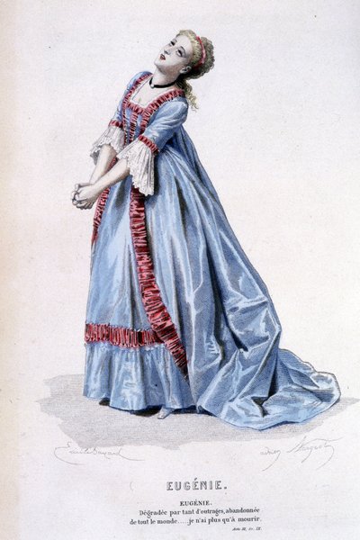 Obra completa de Beaumarchais (1732-1799) por Edouard Fournie, Ed. Laplace, Sanchez et Cie, París 1876 (grabado) de Emile Antoine Bayard