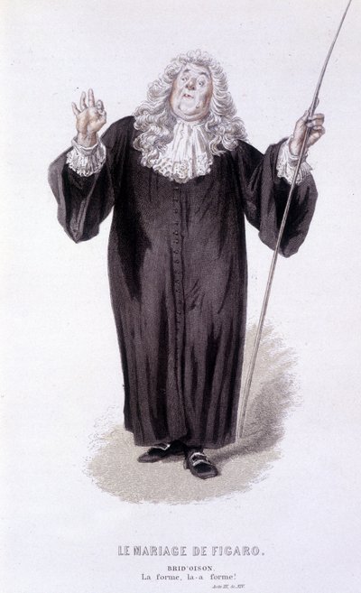 Obra completa de Beaumarchais (1732-1799) por Edouard Fournier. dibujo de Emile Bayard. Ed. Laplace, Sanchez et Cie, París 1876. Este es Brid