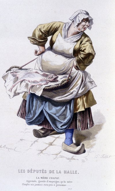 Obra completa de Beaumarchais (1732-1799) por Edouard Fournier. dibujo de Emile Bayard. Ed. Laplace, Sanchez et Cie, París 1876. Esta es la Madre Chaplu en "Los Diputados del Salón" de Emile Antoine Bayard