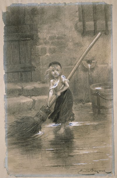 Cosette. Ilustración de Los Miserables de Victor Hugo, 1862 de Emile Antoine Bayard