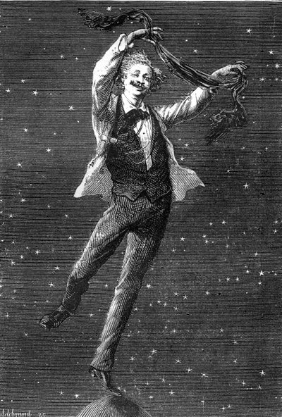 Ilustración de la novela de Julio Verne “Alrededor de la Luna”, dibujo de Emile Bayard, edición Hetzel/Viajes extraordinarios 1870 de Emile Antoine Bayard
